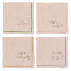 Karma Cocktail Multicolored Celebration Cotton Napkin Set 10 in. L X 10 in. W