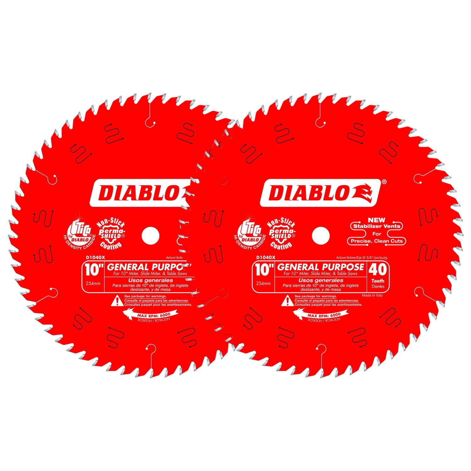 Diablo 10 in. D X 5/8 in. TiCo Hi-Density Carbide Circular Saw Blade Set 40 teeth 2 pk Uae Electronic uaeelectronic.com