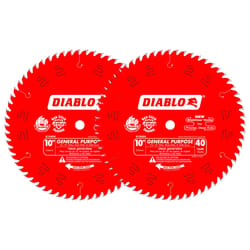 Diablo 10 in. D X 5/8 in. TiCo Hi-Density Carbide Circular Saw Blade Set 40 teeth 2 pk