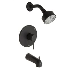 Huntington Brass Euro Matte Black Tub and Shower Faucet