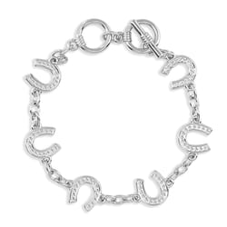 Montana Silversmiths Women's Crystal Lucky Horseshoe Silver Bracelet Water Resistant One Size Fits M