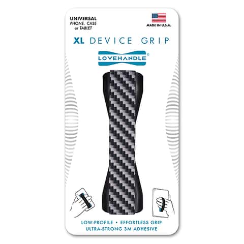 LoveHandle Black/Gray Carbon Fiber Phone Grip For All Mobile Devices ...