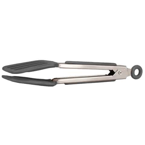 Mini 7 Inch Silicone Tip Tongs Kitchen Tongs, Set of 3 (Gray