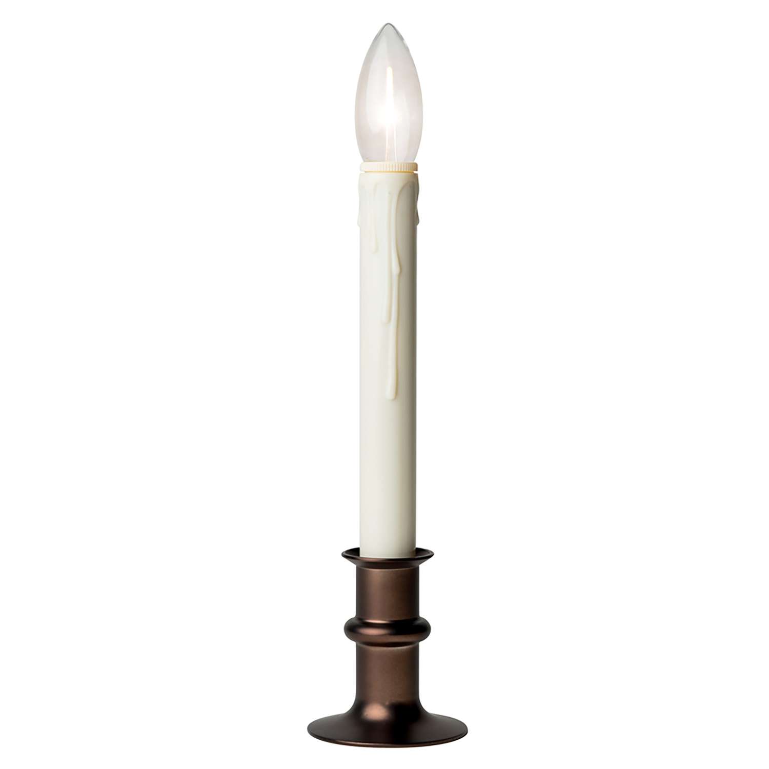 4 Battery Operated Candle Lamps w-Brass Plated Bottom & 2 pks replacement bulbs 