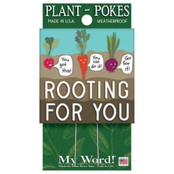 My Word! Multicolored Wood 4 in. H Rooting For You Plant Pokes