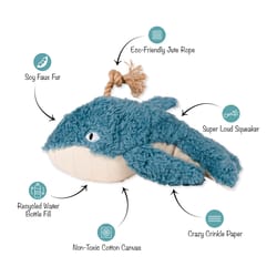 Pet Shop by Fringe Studio Blue Canvas Oh Whale Dog Toy 1 pk