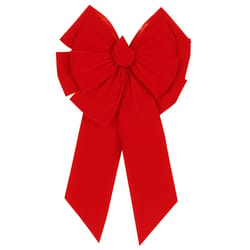 Holiday Trims Red 11 Loop Christmas Bow 18 in.