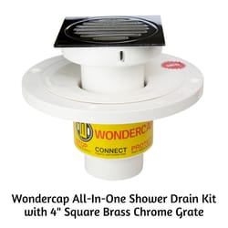 Wondercap 2 in. D Chrome ABS Tile Shower Drain Outlet