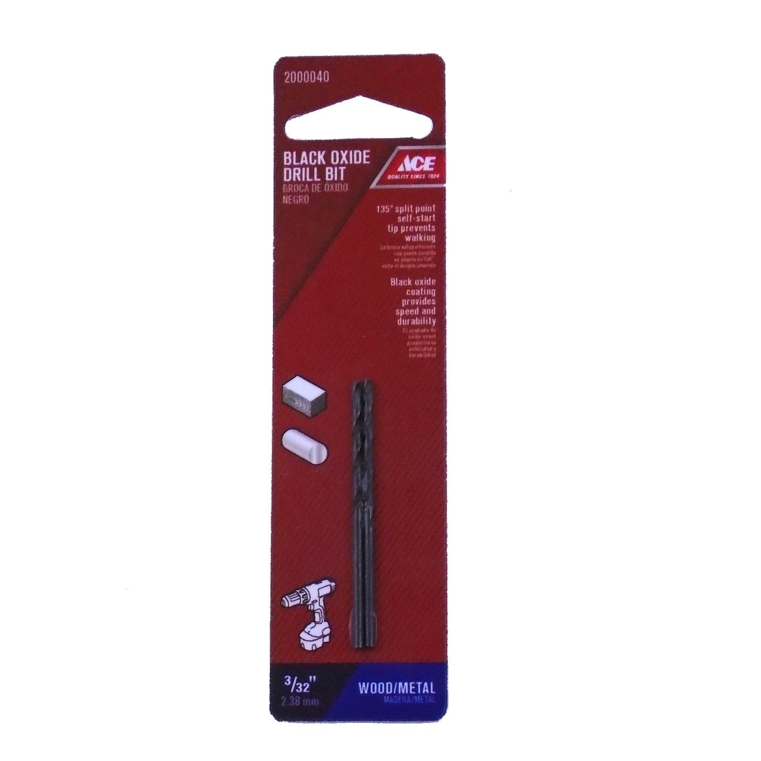 Ace 3/32 in. Black Oxide Drill Bit 2 pc