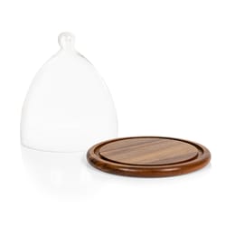 Toscana 9 in. L X 9 in. W X 8.77 in. Acacia Wood/Glass Cheese Cloche Dome