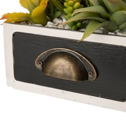 Glitzhome Black/Off-White Wood 6.25 in. H X 7 in. L X 7 in. W Wooden Pots