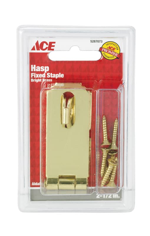 Ace Bright Brass 2-1/2 in. L Fixed Staple Safety Hasp - 01-3725-125 - Hardware  sku 01-3725-125
