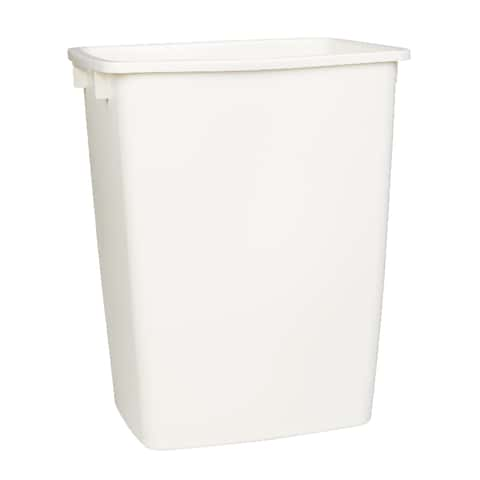 Rubbermaid 13 Gallon Rectangular Spring-Top Lid Kitchen Wastebasket Trash  Can for Tall Trashbags, White (2 Pack)