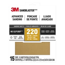 3M Sandblaster 11 in. L X 9 in. W 220 Grit Aluminum Oxide Sandpaper 15 pk