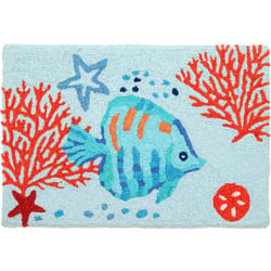 Jellybean 20 in. W X 30 in. L Multi-Color By the Ocean Polyester Accent Rug