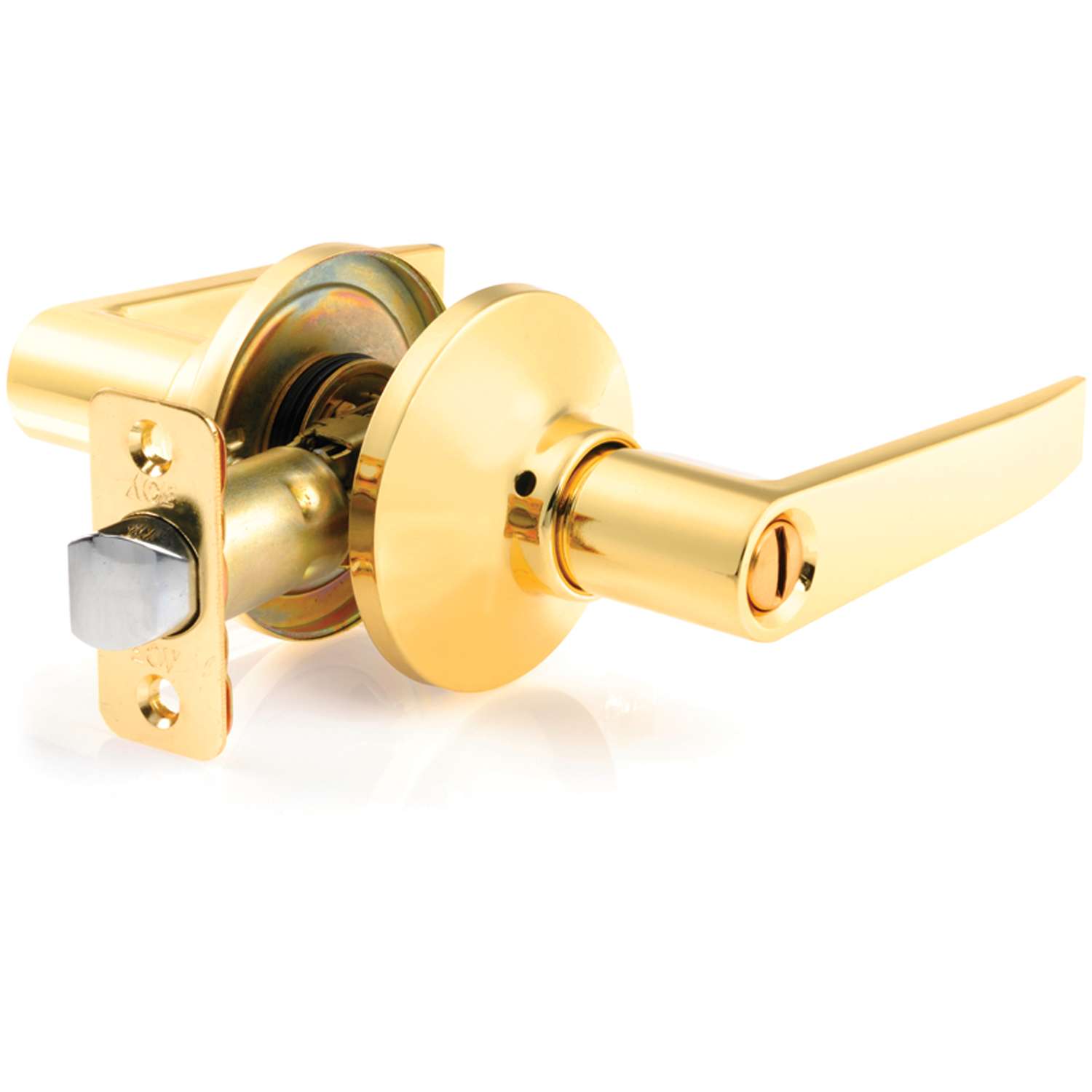Ace Straight Lever Polished Brass Privacy Lockset ANSI Grade 3 13/4 in
