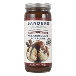 SANDERS Fine Chocolatiers Milk Chocolate Hot Fudge Dessert Topping 20 oz Jar