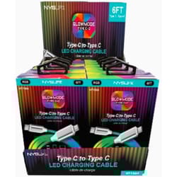 NYS Life Assorted LED Light Up USB-C Cable For All Mobile Devices 6 ft. L