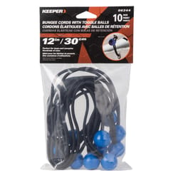 Keeper Black/Blue Bungee Ball Cord 12 in. L X 0.1565 in. 10 pk