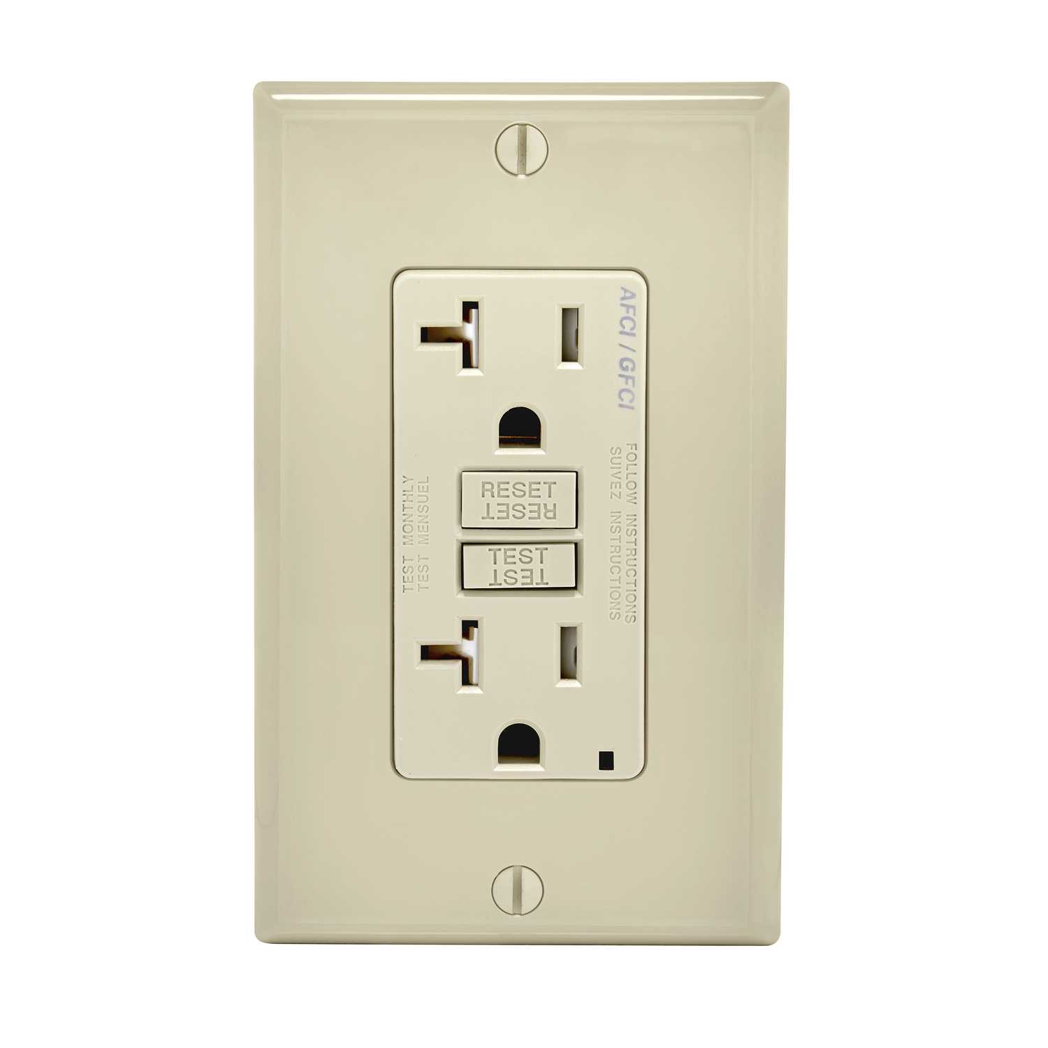 Leviton Decora 20 amps 125 volt Light Almond AFCI/GFCI Dual Function ...