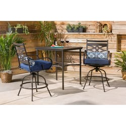 Hanover Montclair 3 pc Java Steel Dining Set Navy Blue