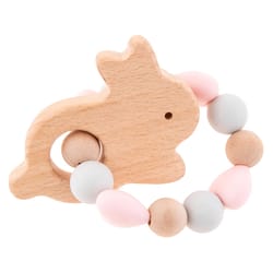 Stephen Joseph Bunny Teethers Silicone/Beech Wood 1 pk