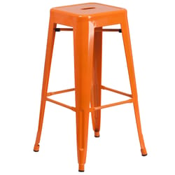 Flash Furniture 1 pc Orange Galvanized Steel Industrial Bar Stool