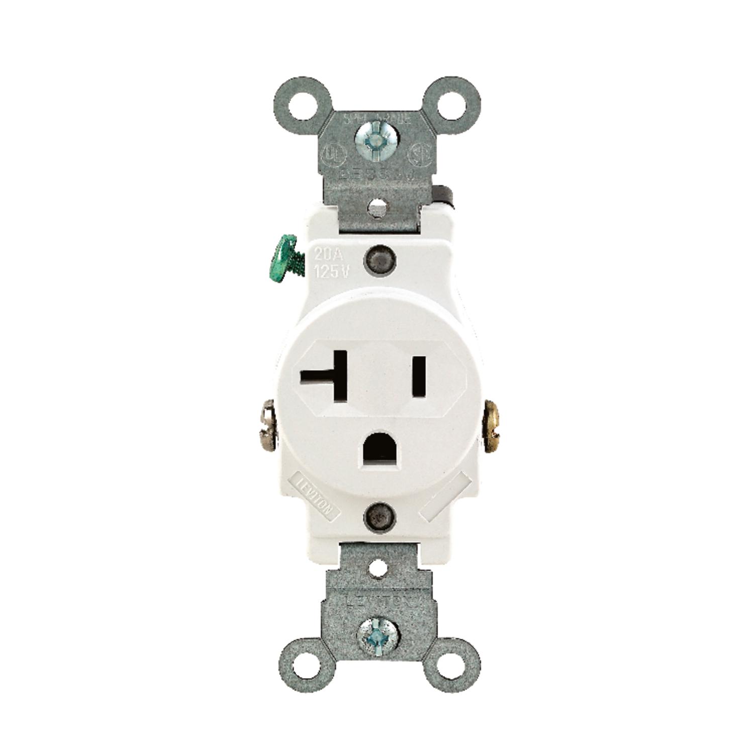 05801-KWS Leviton 20 amps 125 V Single White Outlet 5-20R 1  sku 05801-KWS