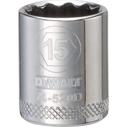 DeWalt 15 mm X 3/8 in. drive Metric 12 Point Socket 1 pc