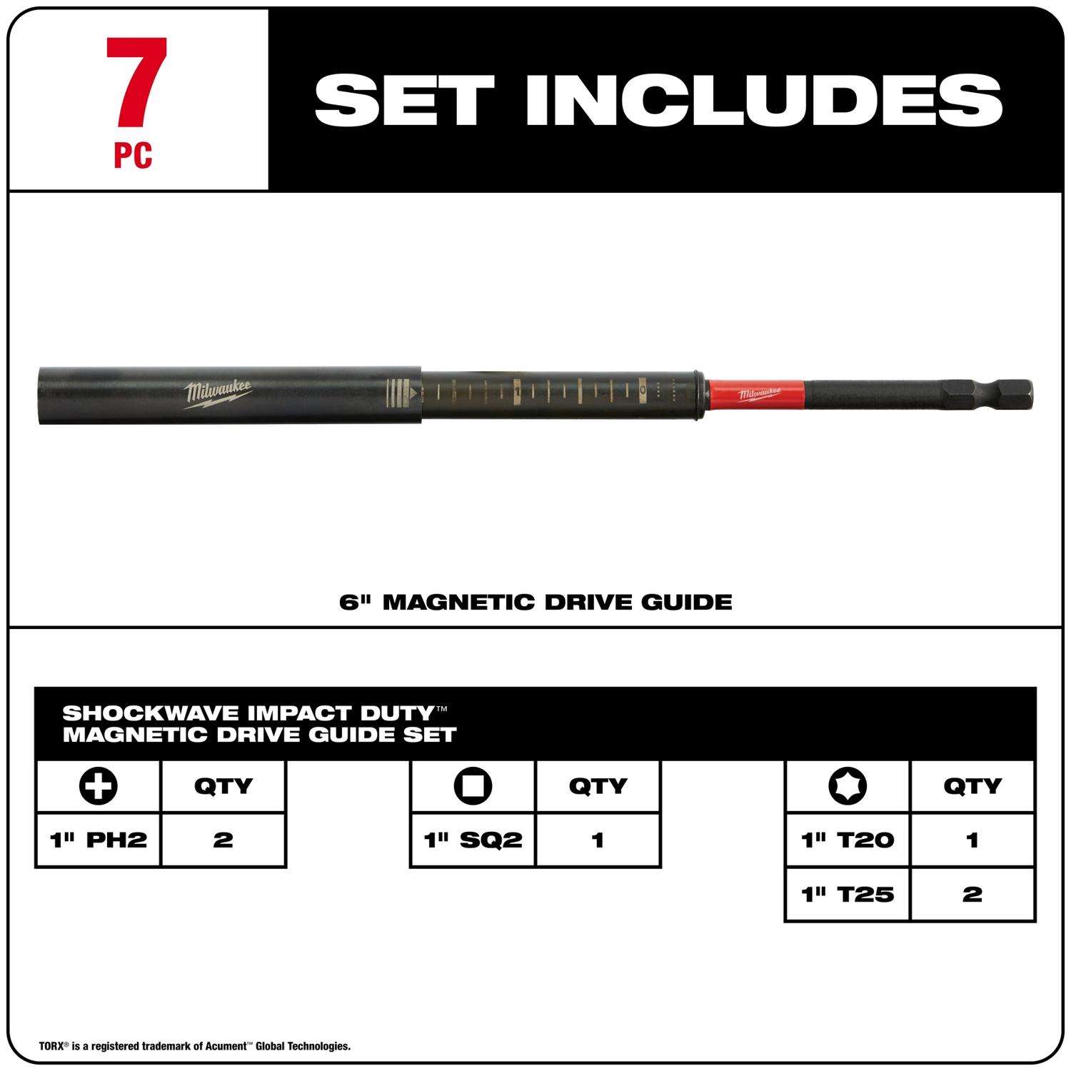 Milwaukee Shockwave Assorted 6 in. L Magnetic Drive Guide and Bit Set Alloy  Steel 7 pc - Ace Hardware