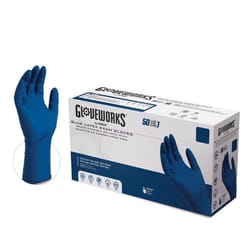 Gloveworks Latex Disposable Exam Gloves X-Large Blue Powder Free 50 pk