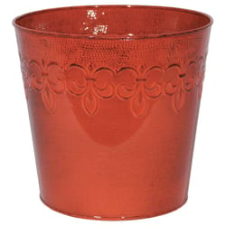 Robert Allen 8 in. D Metal Fleur De Lis Planter Red