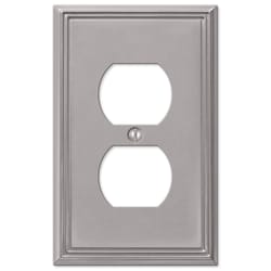 Amerelle Metro Brushed Nickel 1 gang Die-Cast Metal Duplex Wall Plate 1 pk