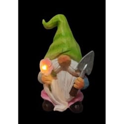 Luxe Light Decor Multicolored Polyresin 6.1 in. H Gnome Green Hat Statue