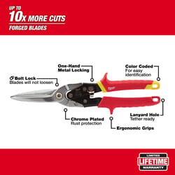 Milwaukee 11.5 in. Forged Alloy Steel Long Serrated Straight Aviation Snips 22 Ga. 1 pk
