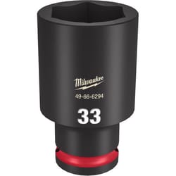 Milwaukee Shockwave 33 mm X 1/2 in. drive Metric/SAE 6 Point Deep Impact Socket 1 pc