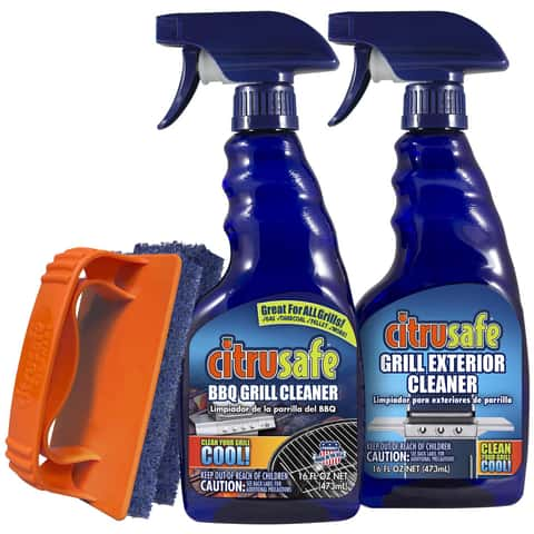 Citrusafe BBQ Grill Scrubber Handle & 3 Heavy Duty Replaceable