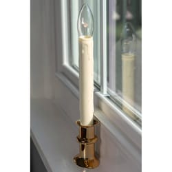 Celestial Lights Brass no scent Scent LED REMOTE Battery Operated Taper Window Candle