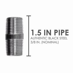 STZ Industries 3/8 in. MIP each X 3/8 in. D MIP Black Steel 1-1/2 in. L Nipple