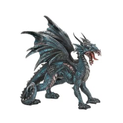 Dragon Crest 7.25 in. H X 8 in. L Blue Poly Resin Armored Dragon Figurine