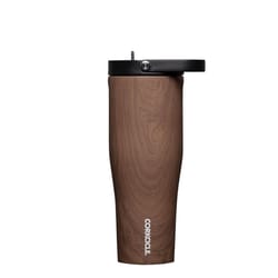 Corkcicle Go Cup XL 30 oz Walnut Wood BPA Free Insulated Straw Tumbler