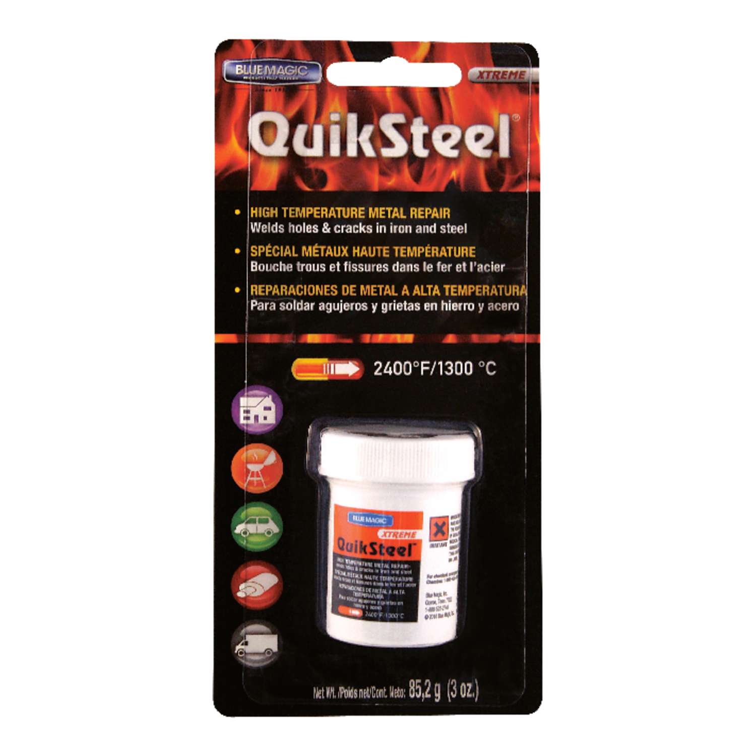 Blue Magic QuikSteel High Strength High Temperature Metal Repair Paste