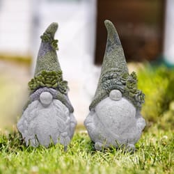 Meadow Creek Polyresin Multi-color 14 in. Mr and Mrs Gnome Garden Statue