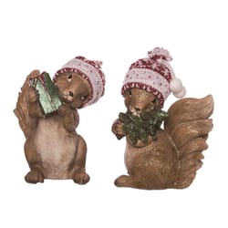 Transpac Multicolored Squirrel Figurine 7 in.