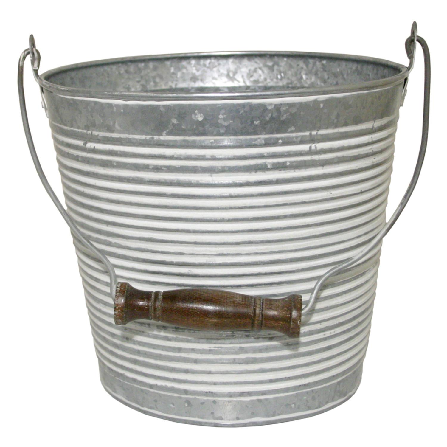 Robert Allen 9 in. H X 10 in. W Metal Planter Whitewash