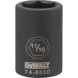 DeWalt 11/16 in. X 1/2 in. drive SAE 6 Point Deep Impact Socket 1 pc