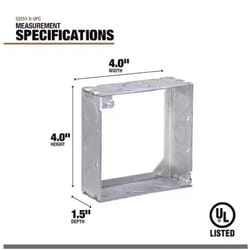 Southwire Square Galvanized Steel Box Extension Ring Silver