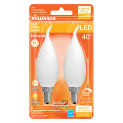 Sylvania Natural B10 E12 (Candelabra) LED Bulb Soft White 40 W 2 pk