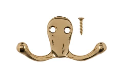 Ace Ives Small Bright Brass Brass 1-3/16 in. L Double Garment Hook 35 lb. 1  pk