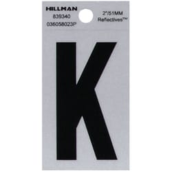 HILLMAN 2 in. Reflective Black Vinyl  Self-Adhesive Letter K 1 pc